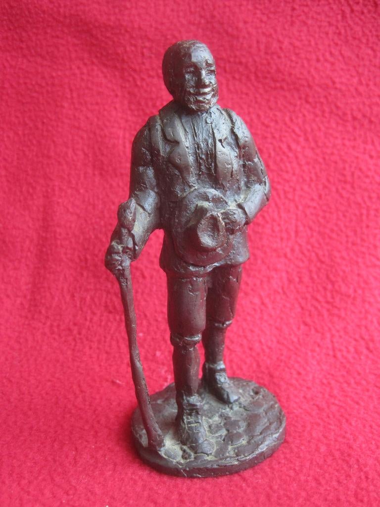 Brons beeldje De wandelaar., Handgemaakt, Minder dan 20 cm, Ophalen of Verzenden, Brons