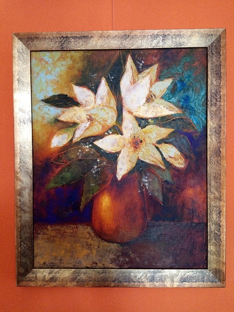 schilderij Bloemen in vaas, Bloemen, Doek, Expressionistisch, Ophalen of Verzenden