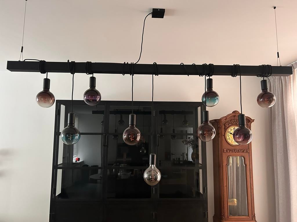 Moderne Hanglamp met Gekleurde LED Lampen, Ophalen, Zo goed als nieuw, Metaal