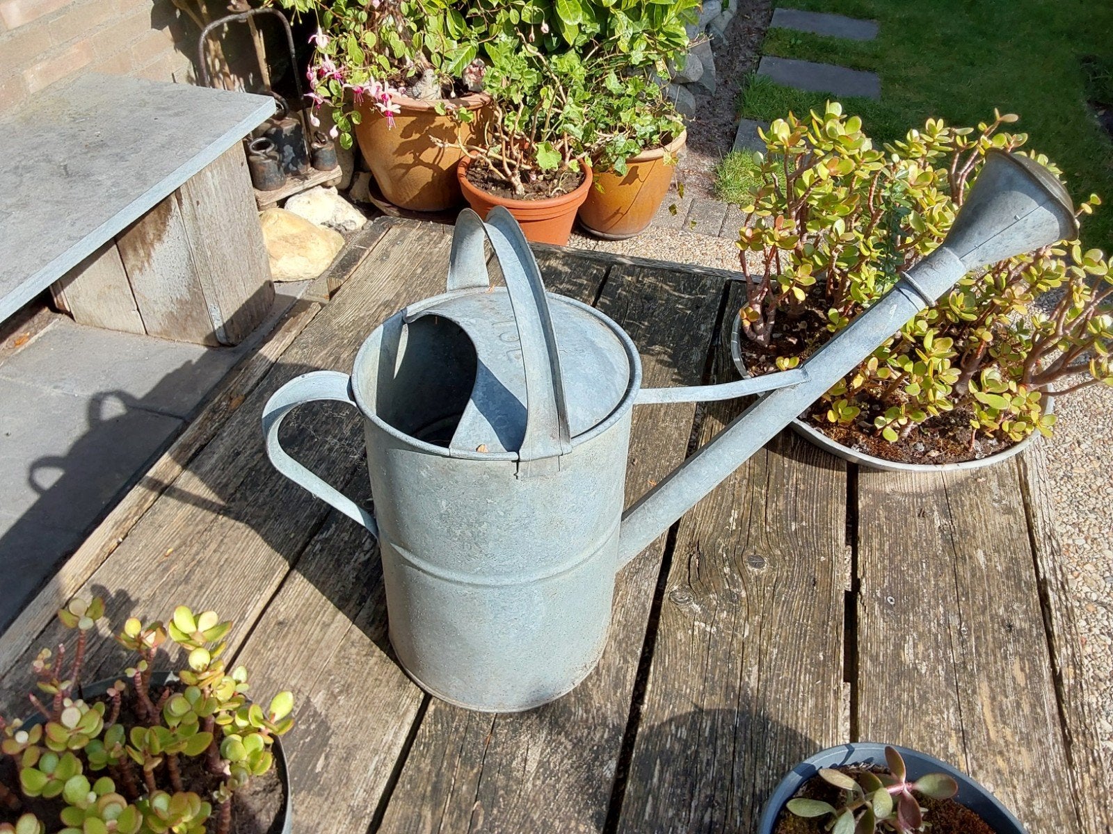 Decoratieve zinken gieter voor in de tuin, Tuin en Terras, Gieters, Ophalen, Gebruikt, Overige materialen