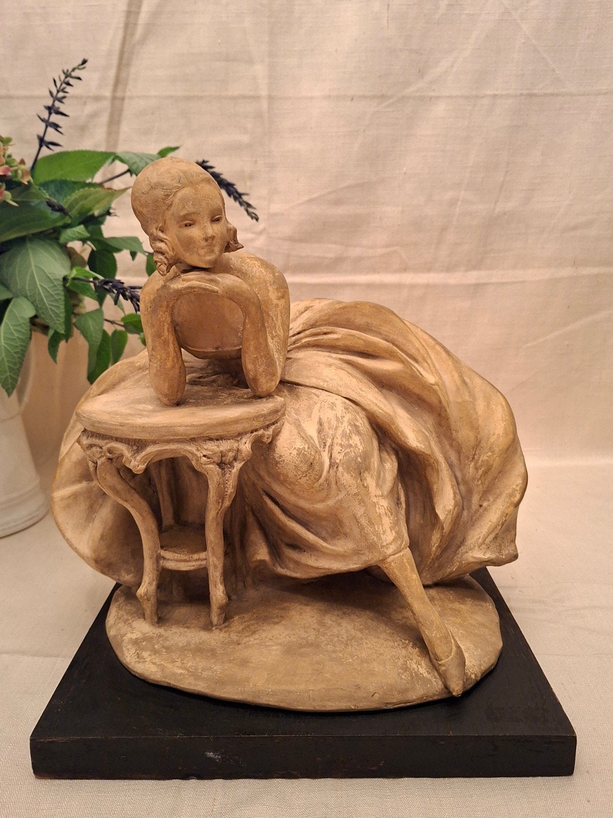 Art Deco Terracotta Sculptuur "Pensierosa" Guido Cacciapuoti, Art deco, Ophalen of Verzenden, Beeld, Vrouw