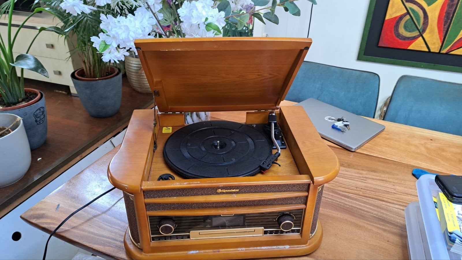 Roadstar Platenspeler met bluetooth, CD, Radio, casetteband, Audio, Tv en Foto, Platenspelers, Overige merken, Gebruikt, Ophalen of Verzenden