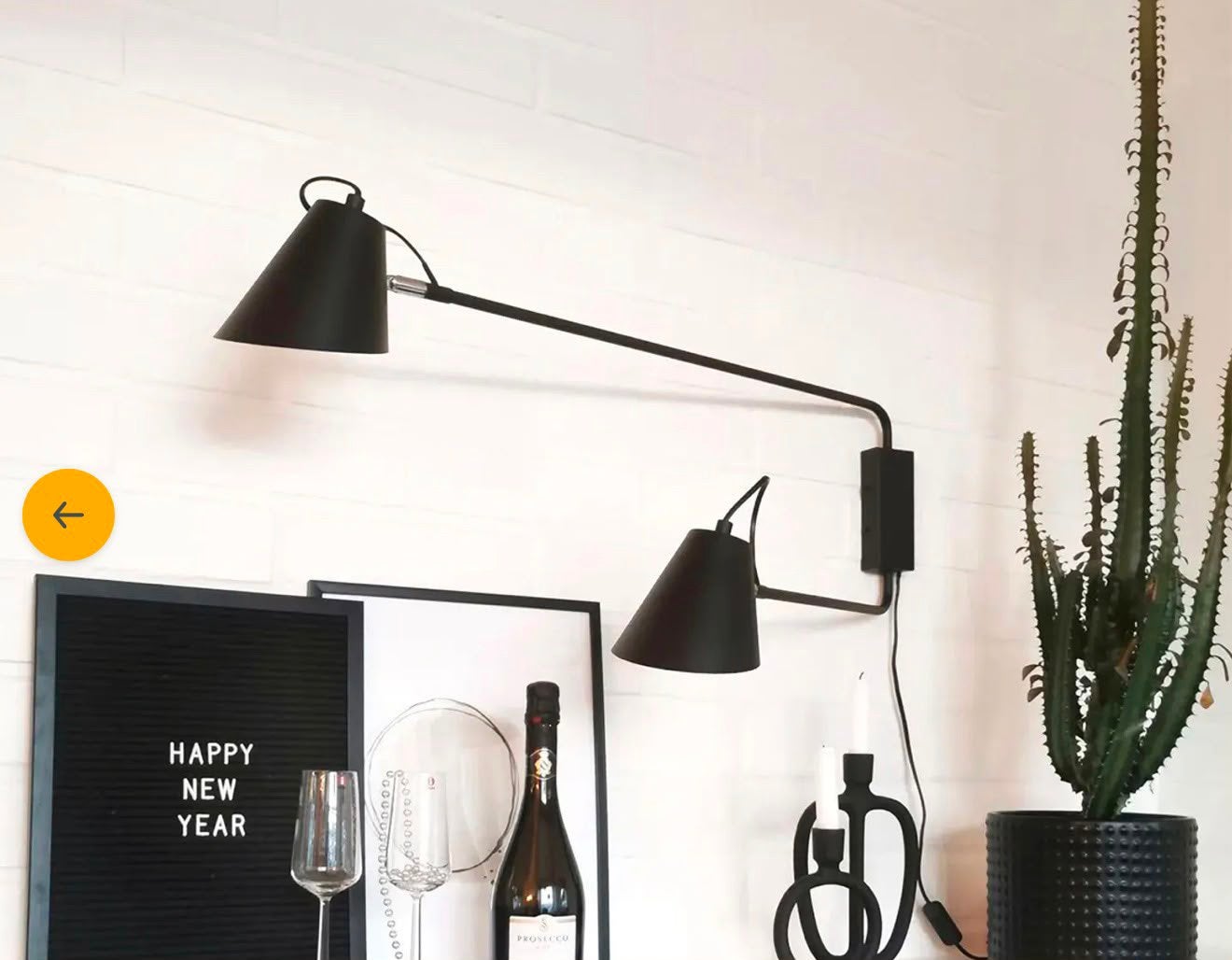 Moderne Zwarte Wandlamp Lune - 2 Lichts verstelbaar, Huis en Inrichting, Lampen | Wandlampen, Ophalen of Verzenden, Zo goed als nieuw