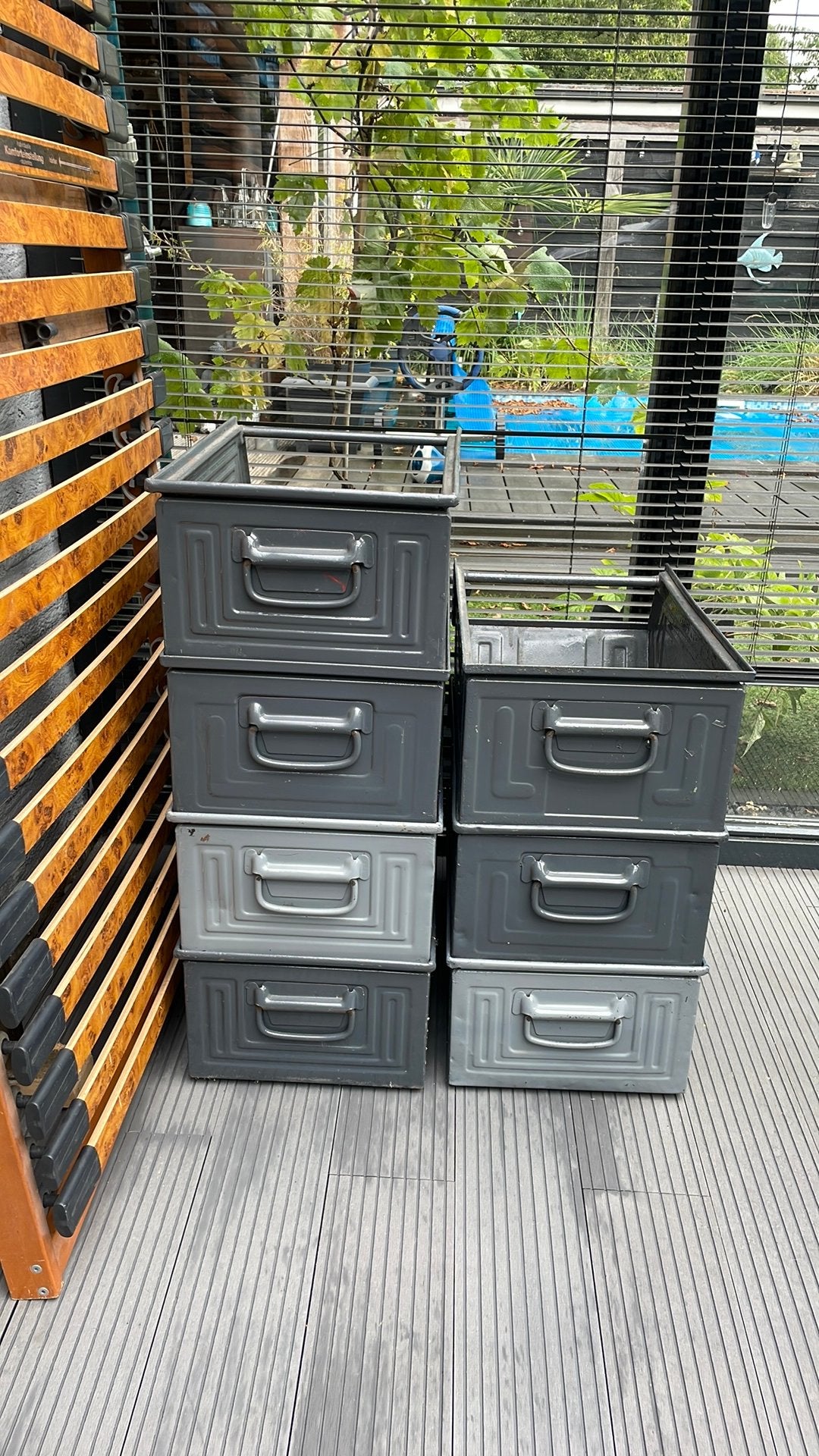 Metalen stapelbakken - 7 stuks, Ophalen, Minder dan 50 cm, Gebruikt, Minder dan 50 cm