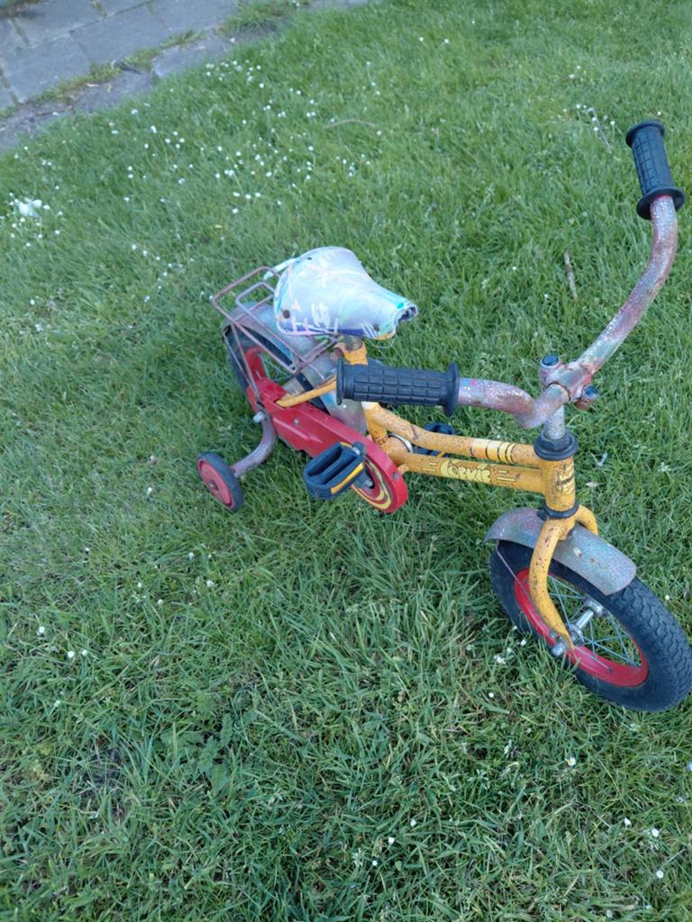 Loeki kinderfiets met zijwieltjes - kleine beschadiging, Ophalen, Terugtraprem, Zijwieltjes, Gebruikt