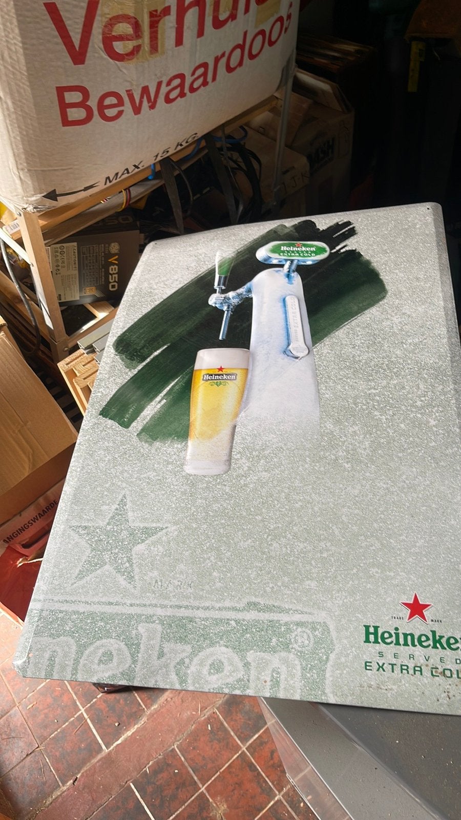 Bier Reklame Heineken Extra Cold, Verzenden, Zo goed als nieuw, Heineken