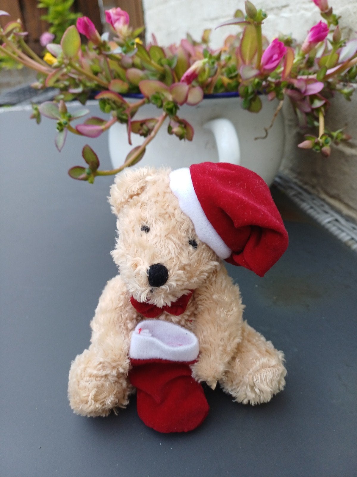 Kerstbeer knuffel met kerstmuts en sok, Ophalen of Verzenden