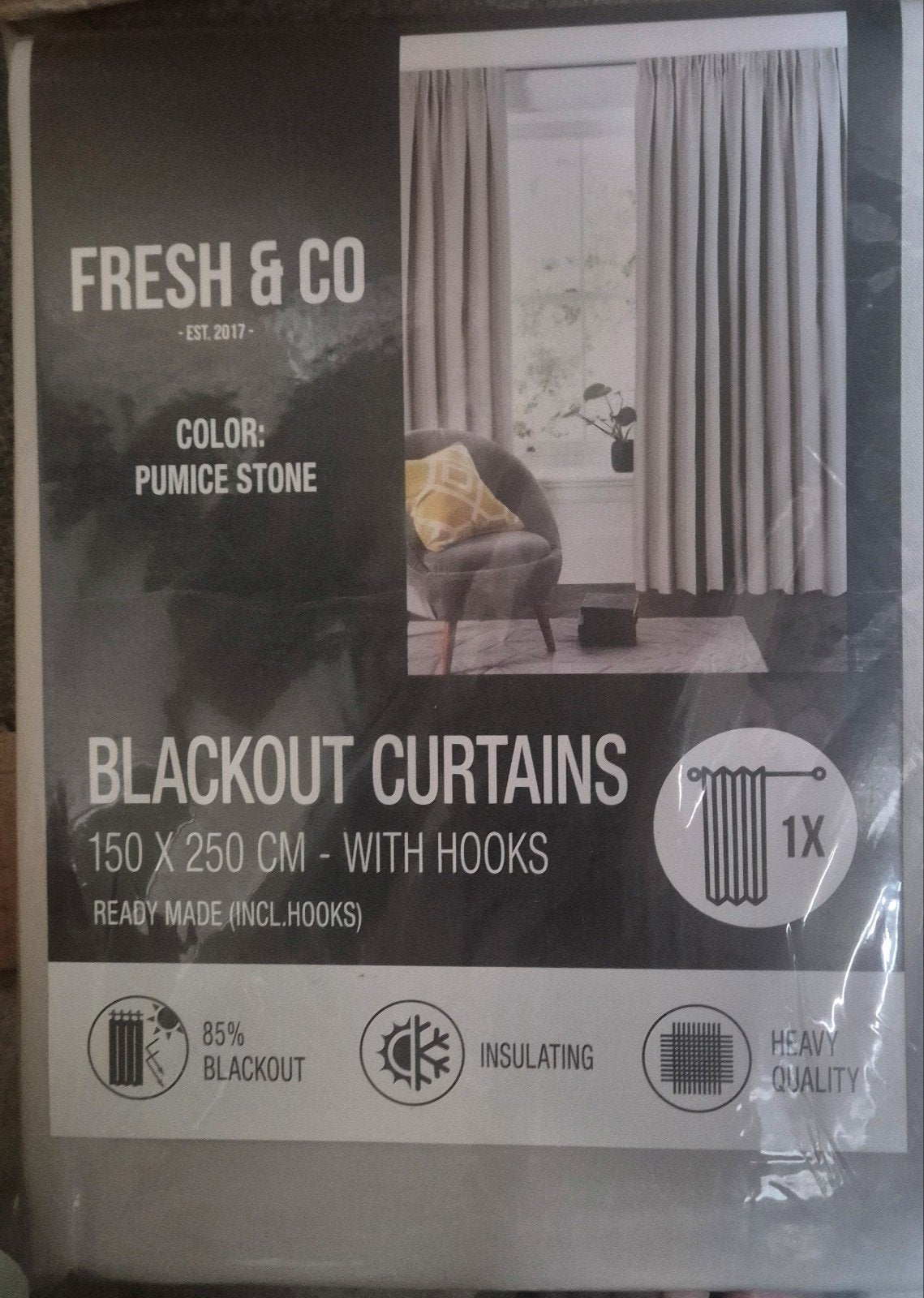 Fresh & Co Verduisterende Gordijnen - Pumice Stone, Overige merken, Nieuw, Ophalen of Verzenden, Gordijn