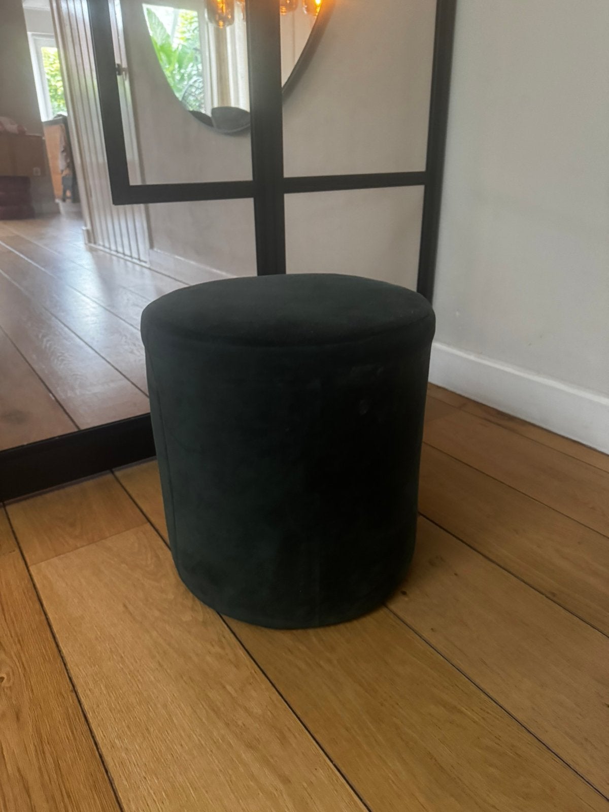 Loods 5 hocker velvet donkergroen, Ophalen, Gebruikt, Rond