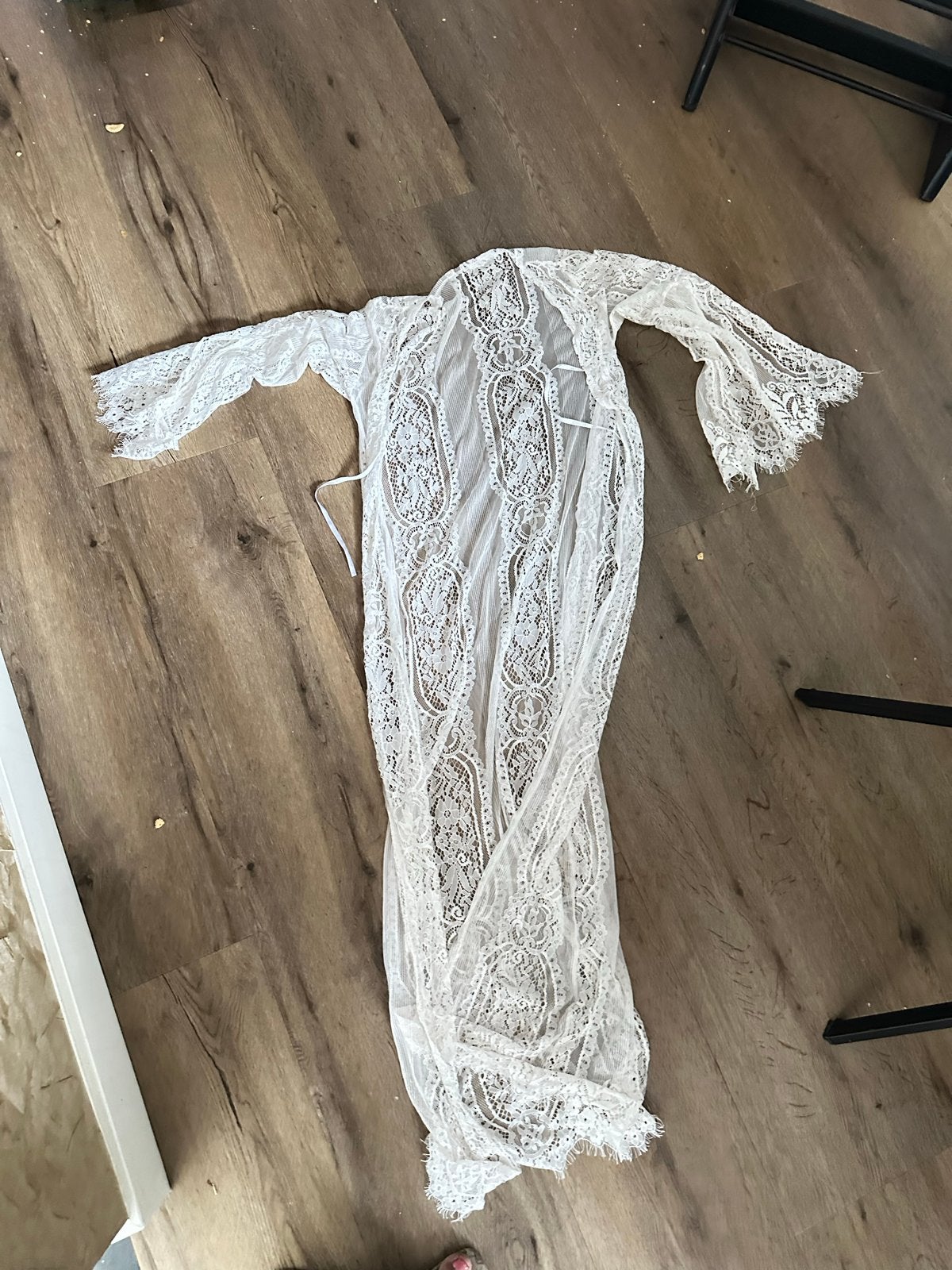 Lange witte kanten kimono/strandjurk, Maat 38/40 (M), Wit, Ophalen of Verzenden, Zo goed als nieuw