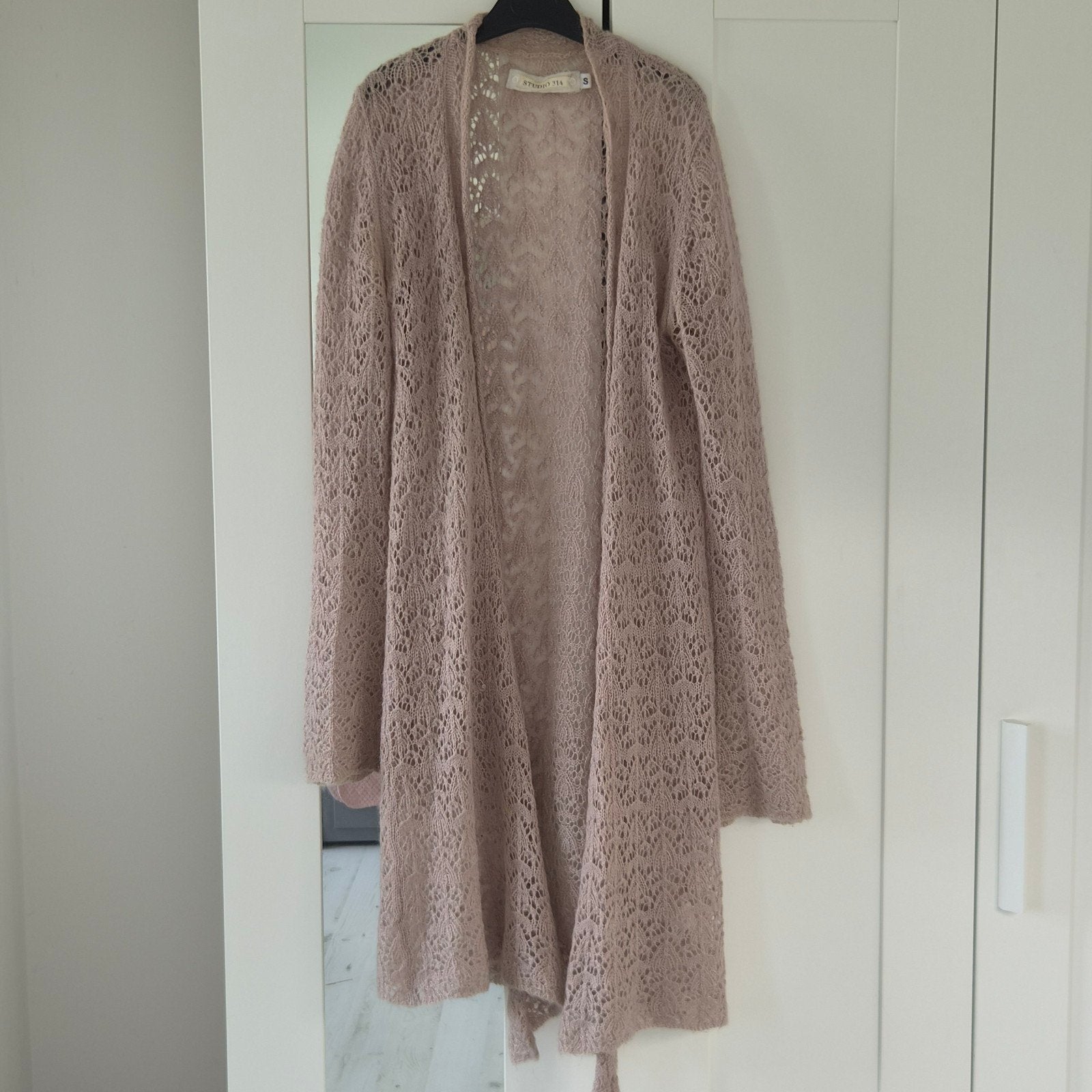 Studio 314 gebreid vest S open voorzijde 42% mohair, Beige, Ophalen of Verzenden, Zo goed als nieuw, Studio 314