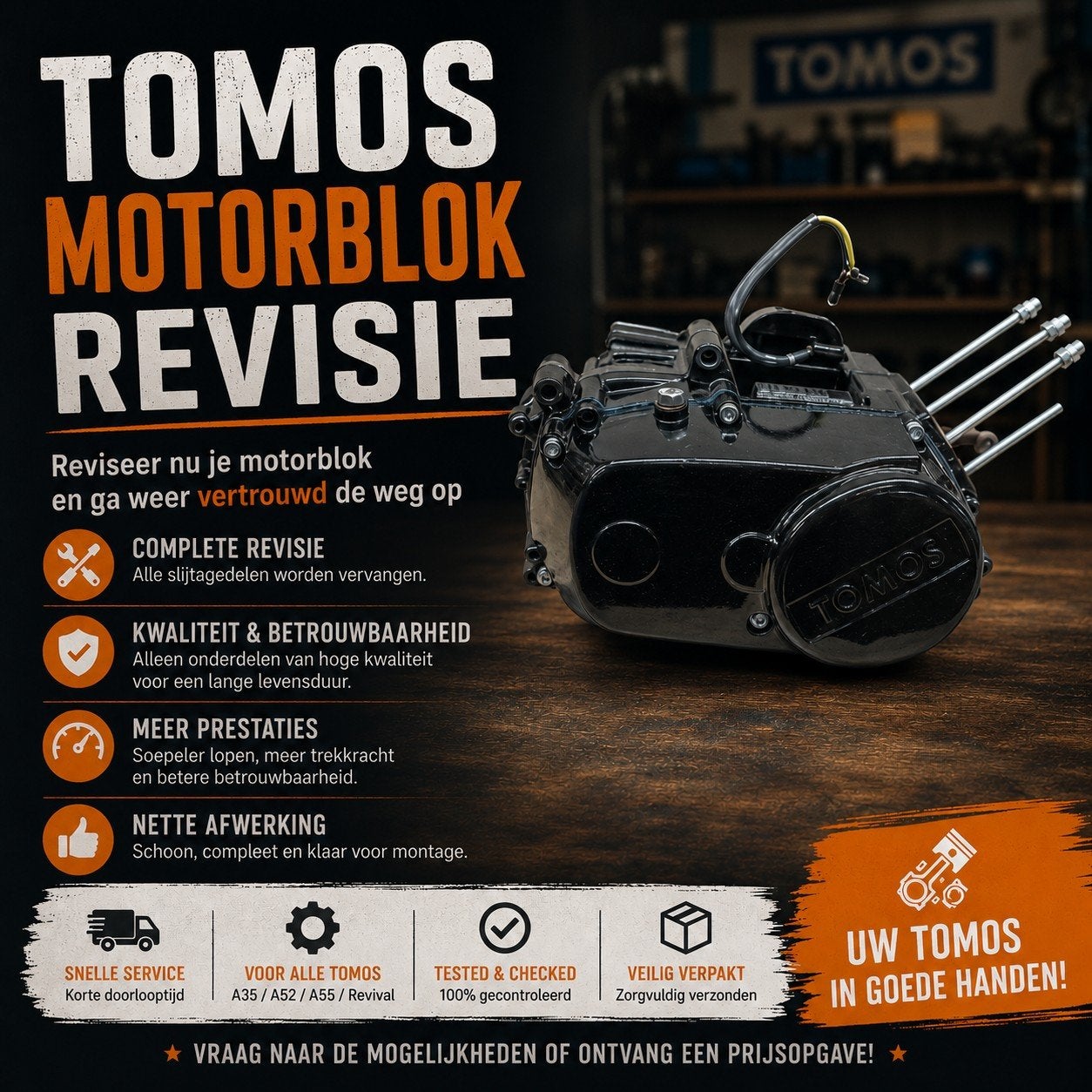 Tomos motorblok revisie, Fietsen en Brommers, Brommeronderdelen | Algemeen, Ophalen, Tomos, Tomos, Blok