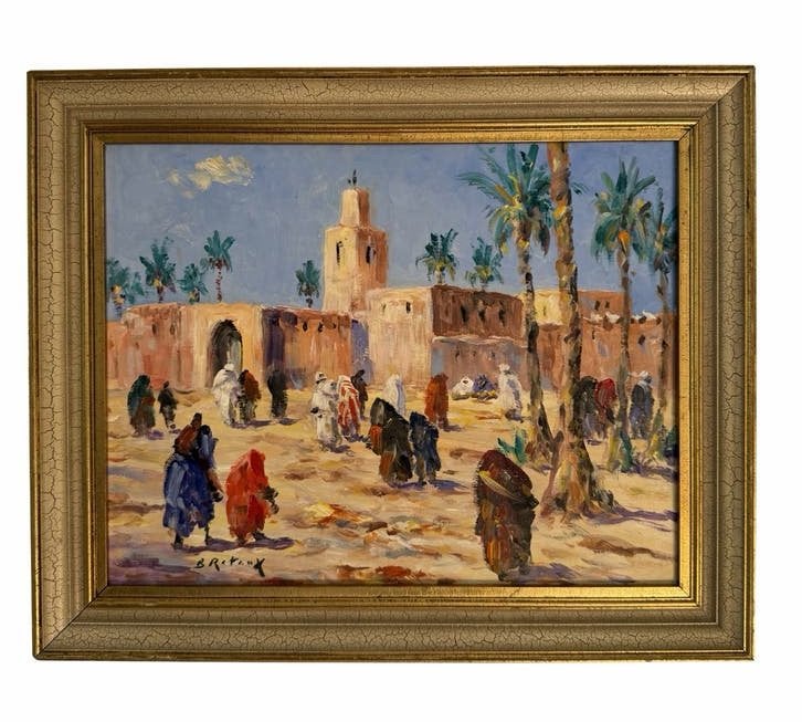 Schilderij Bruno Retaux (1907-1988) - Bled au Maroc, Ophalen of Verzenden
