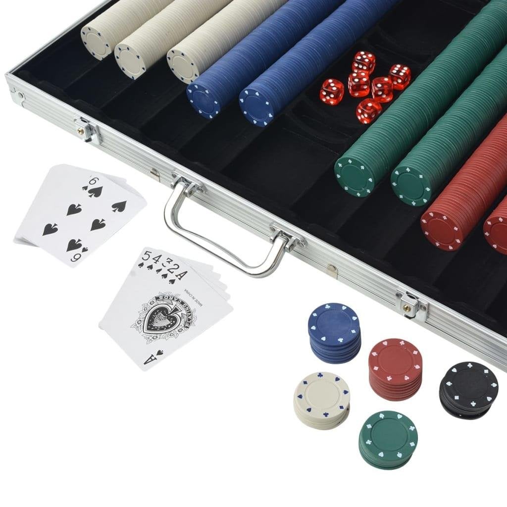Pokeren pokerset met 1000 chips aluminium GRATIS BEZORGD!, Hobby en Vrije tijd, Gezelschapsspellen | Kaartspellen, Diverse, Verzenden