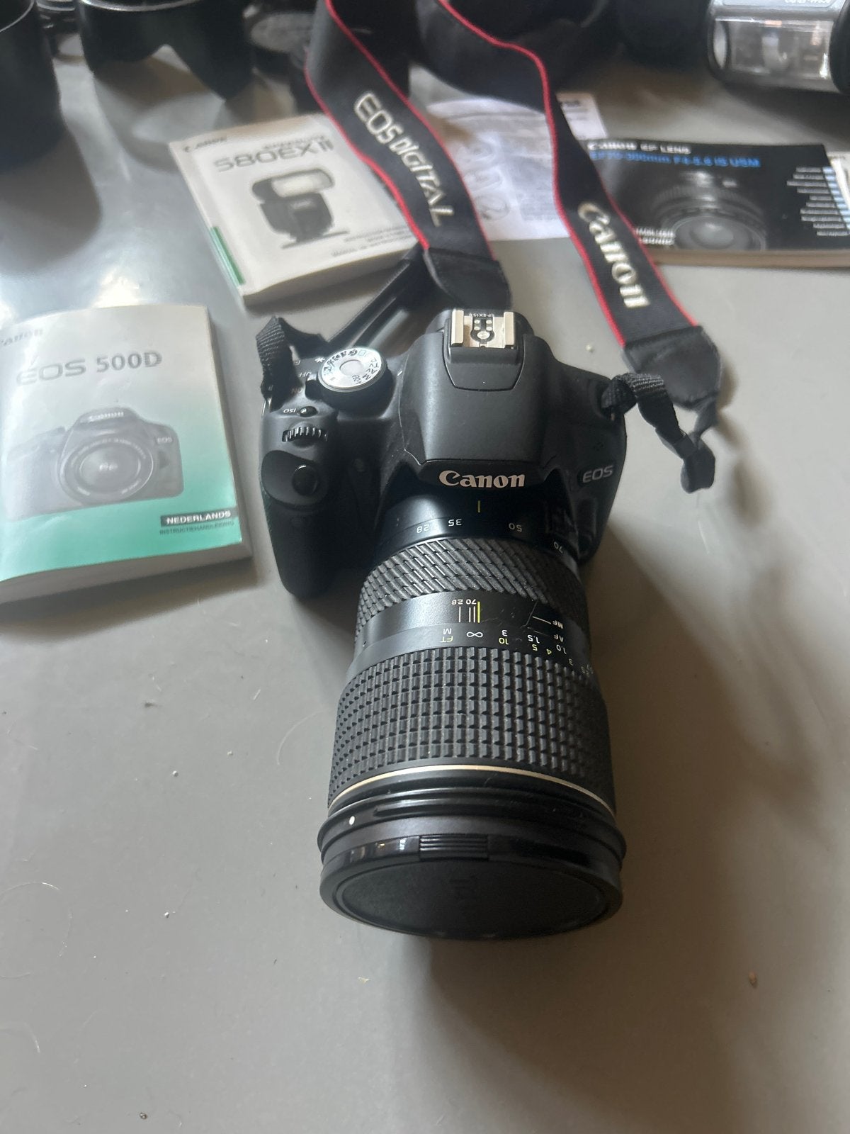 Canon EOS 500D Spiegelreflexcamera met uitgebreide set, Audio, Tv en Foto, Fotocamera's Digitaal, Ingebouwde flitser, Gebruikt