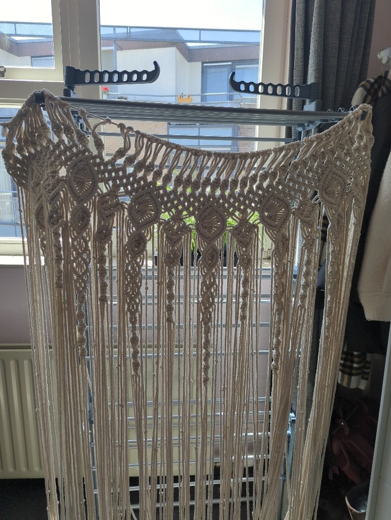 Macramé deurgordijn, Beige, Boho, Ophalen of Verzenden, Zo goed als nieuw