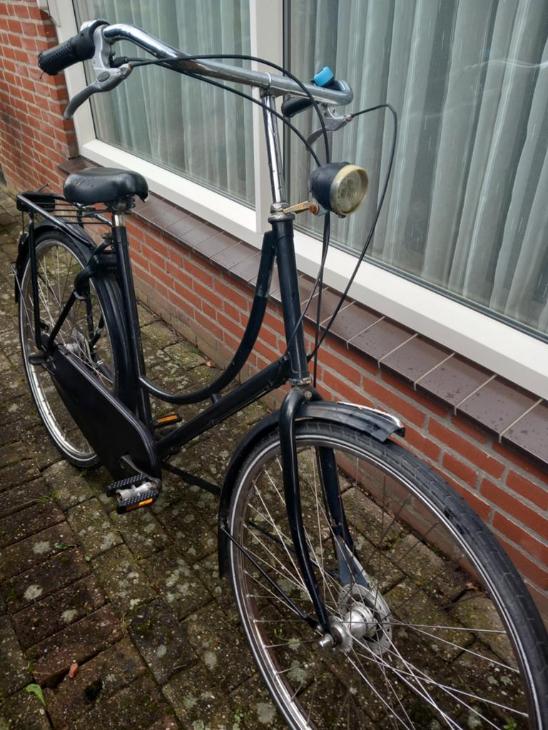 Zwarte Damesfiets - Gebruikt, Fietsen en Brommers, Fietsen | Dames | Damesfietsen, Velgrem, Ophalen, Overige merken, 53 tot 56 cm