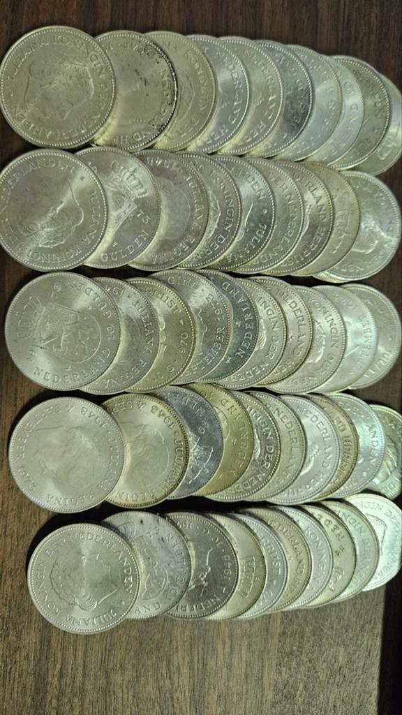 50 zilveren tientjes, Ophalen of Verzenden, Koningin Juliana, 10 gulden, Zilver