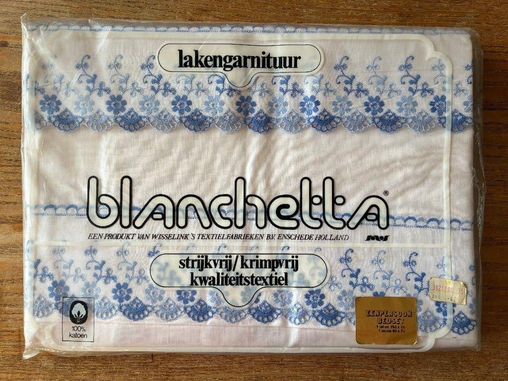 Vintage Blanchetta eenpersoon bedset laken 150x250 + sloop, Eenpersoons, Wit, Overige typen, Nieuw