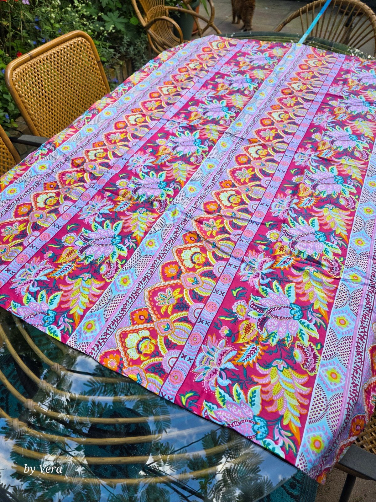 tafelkleed katoen kleurrijk vlekkenloos boho stijl, Ophalen of Verzenden, Zo goed als nieuw, Katoen, Meerkleurig