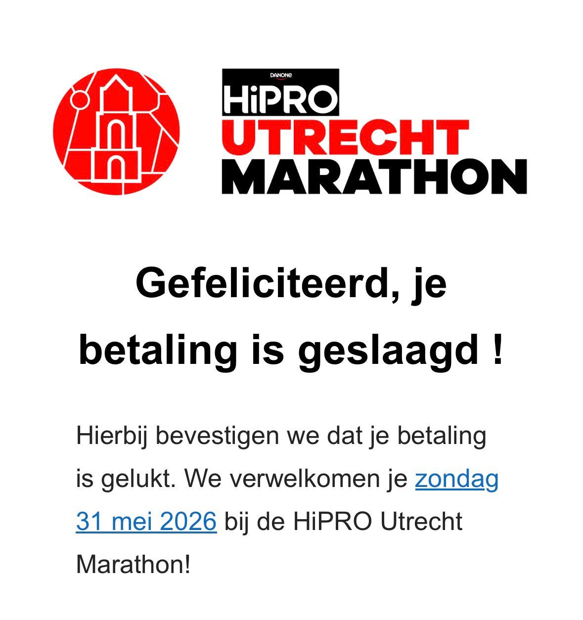 Startbewijs Hipro Halve marathon, Losse kaart, Eén persoon, Mei