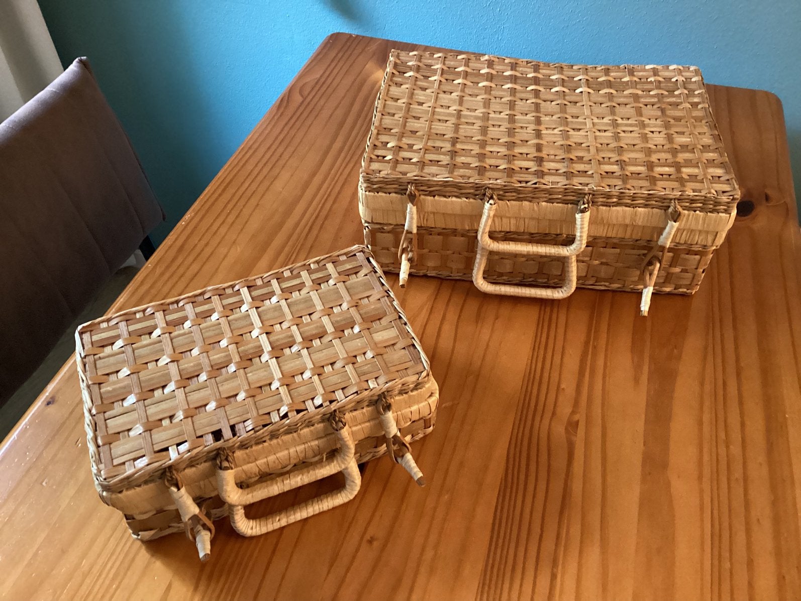Koffers Rotan Klein 25cm Groot 35cm,Zie Foto’s., Huis en Inrichting, Ophalen, Zo goed als nieuw, Vierkant, Riet