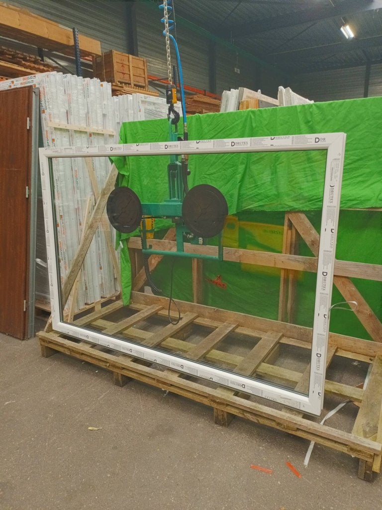 Kunststof Vast kozijn  b205 x h137,5 cm Grijs  -2193-, Niet ingevuld, Kunststof, Raamkozijn, Niet ingevuld