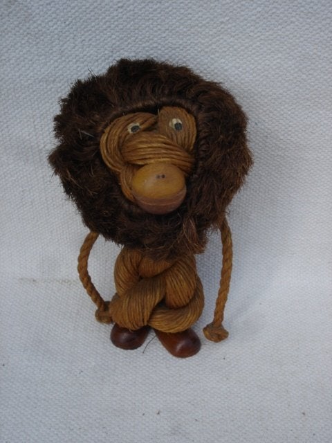 DRIE zeldzame Jørgen Bloch gevlochten touw lion & monkey 2x, Antiek en Kunst, 24 cm, Meerkleurig, Handgemaakt, Ophalen of Verzenden