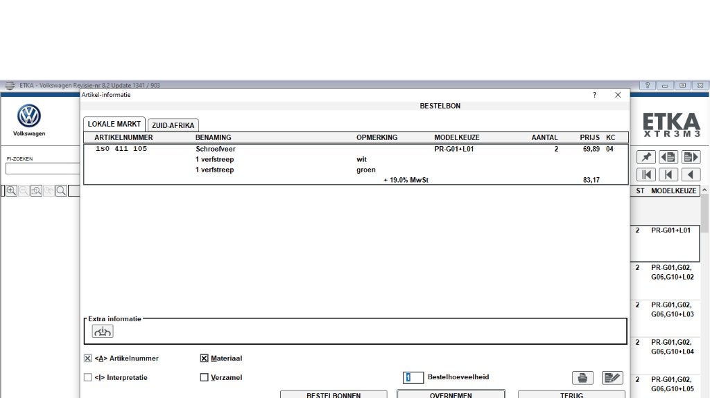 ETKA 8.2 - Elektronische Onderdelen Catalogus VM ware, Verzenden