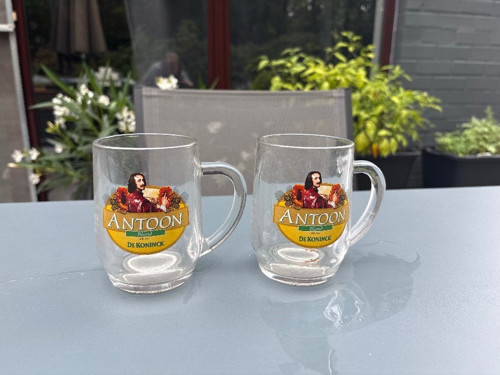 2 Bierglazen - Antoon, Ophalen of Verzenden, Zo goed als nieuw, Glas of Glazen, Overige merken