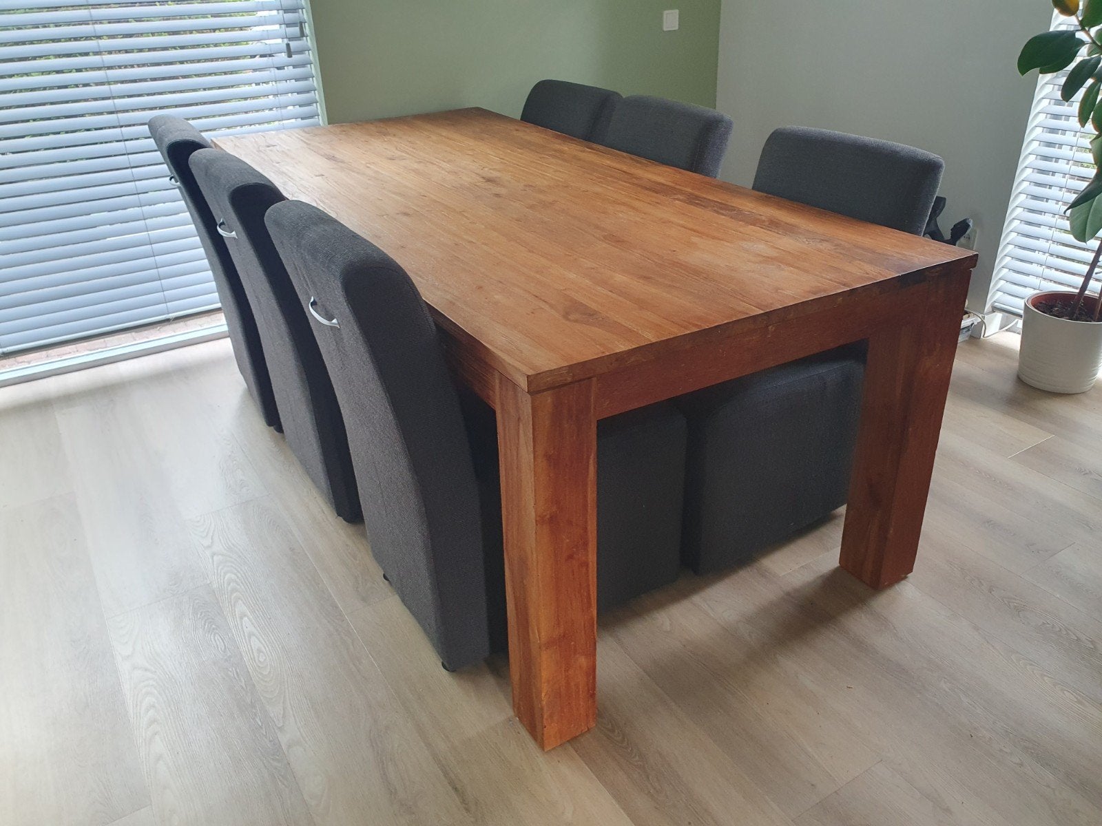 Teakhouten eettafel 220x100cm, Huis en Inrichting, Tafels | Eettafels, Ophalen, Teakhout, 200 cm of meer, 50 tot 100 cm