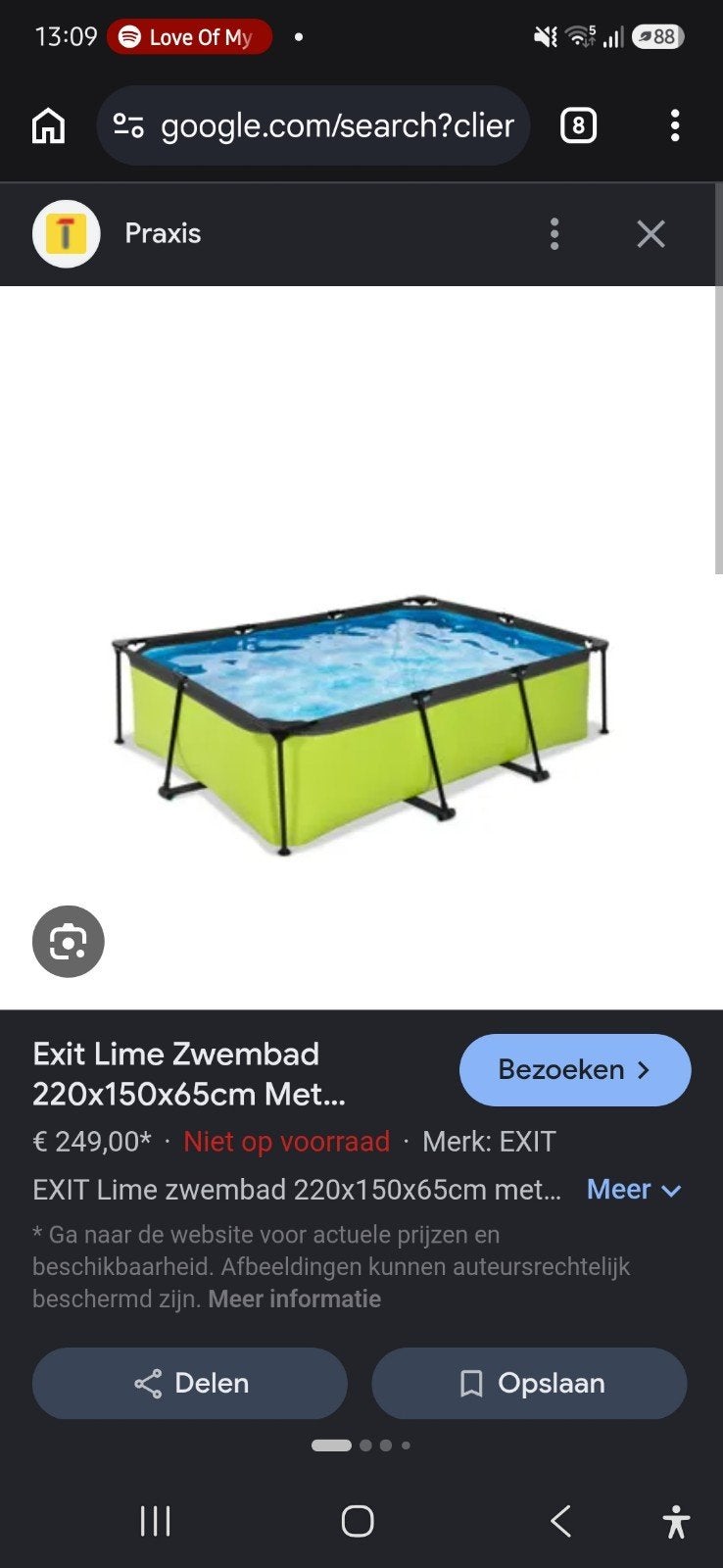EXIT Lime Zwembad 220x150x65cm met mini gaatjes, Tuin en Terras, Zwembaden, Ophalen, Gebruikt, Opzetzwembad, 200 tot 400 cm