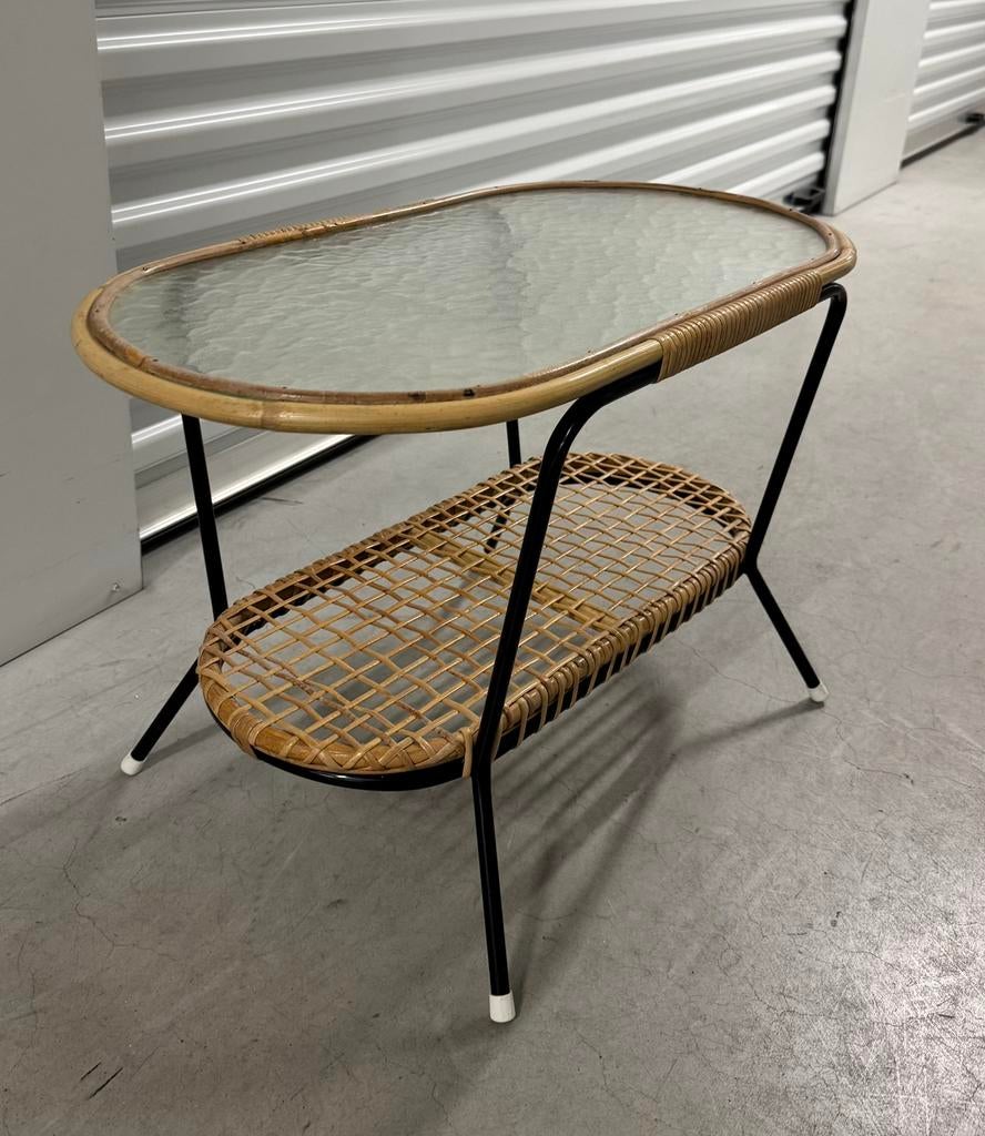 Rohé Noordwolde - Vintage Rotan coffee table, Huis en Inrichting, Tafels | Bijzettafels, Ophalen, Gebruikt, Vintage Rotan, 55 tot 75 cm