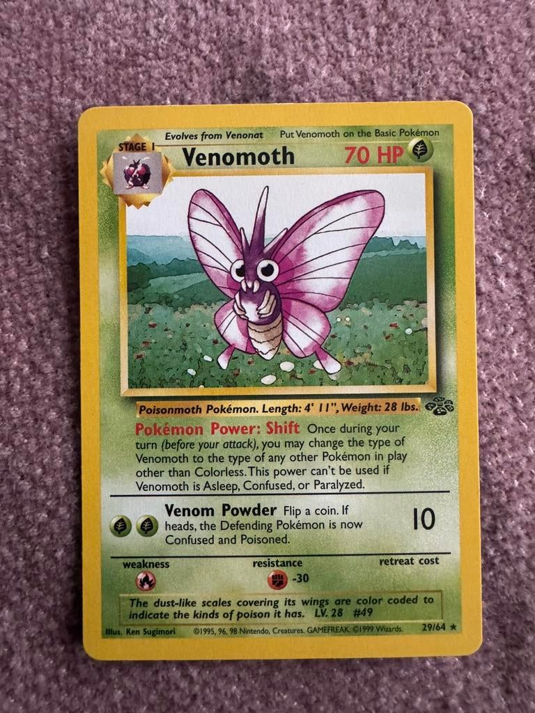 Venomoth 29/64 jungle set pokemon kaart, Ophalen of Verzenden, Zo goed als nieuw