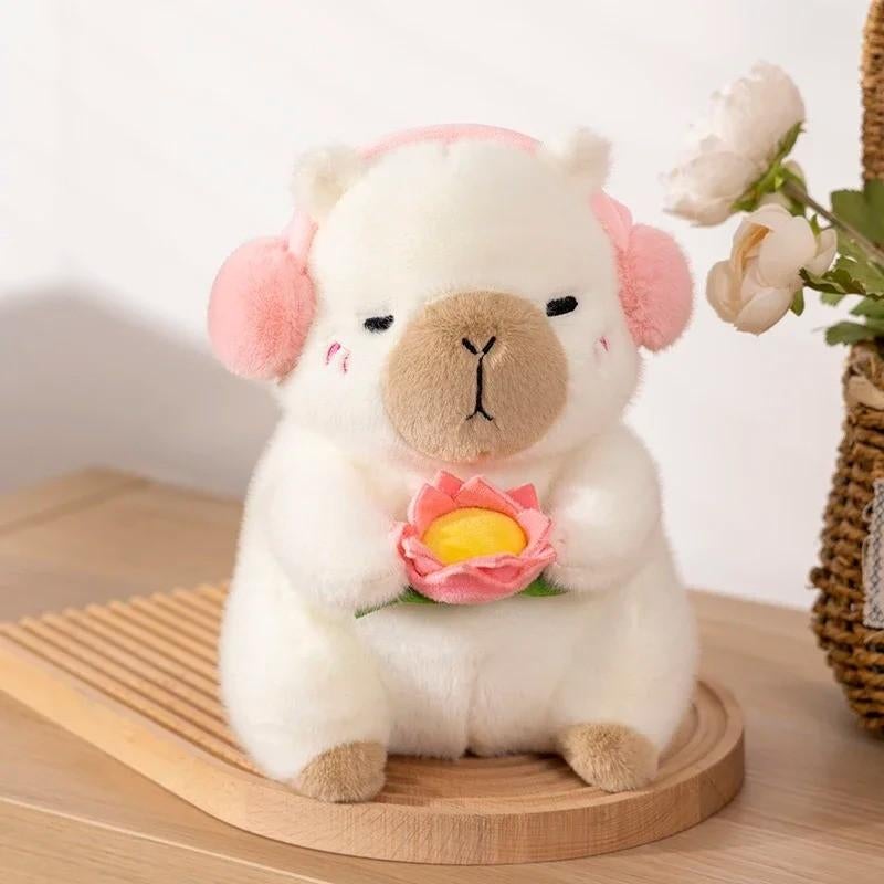 Capybara met Lotus schattige pluche knuffels (25cm), Ophalen of Verzenden, Nieuw, Overige typen