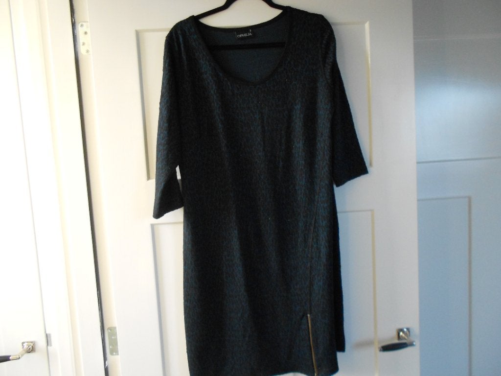 Ophilia jurk, zwart/blauw, maat 44/46, Kleding | Dames, Verzenden, Zwart, Maat 46/48 (XL) of groter, Zo goed als nieuw