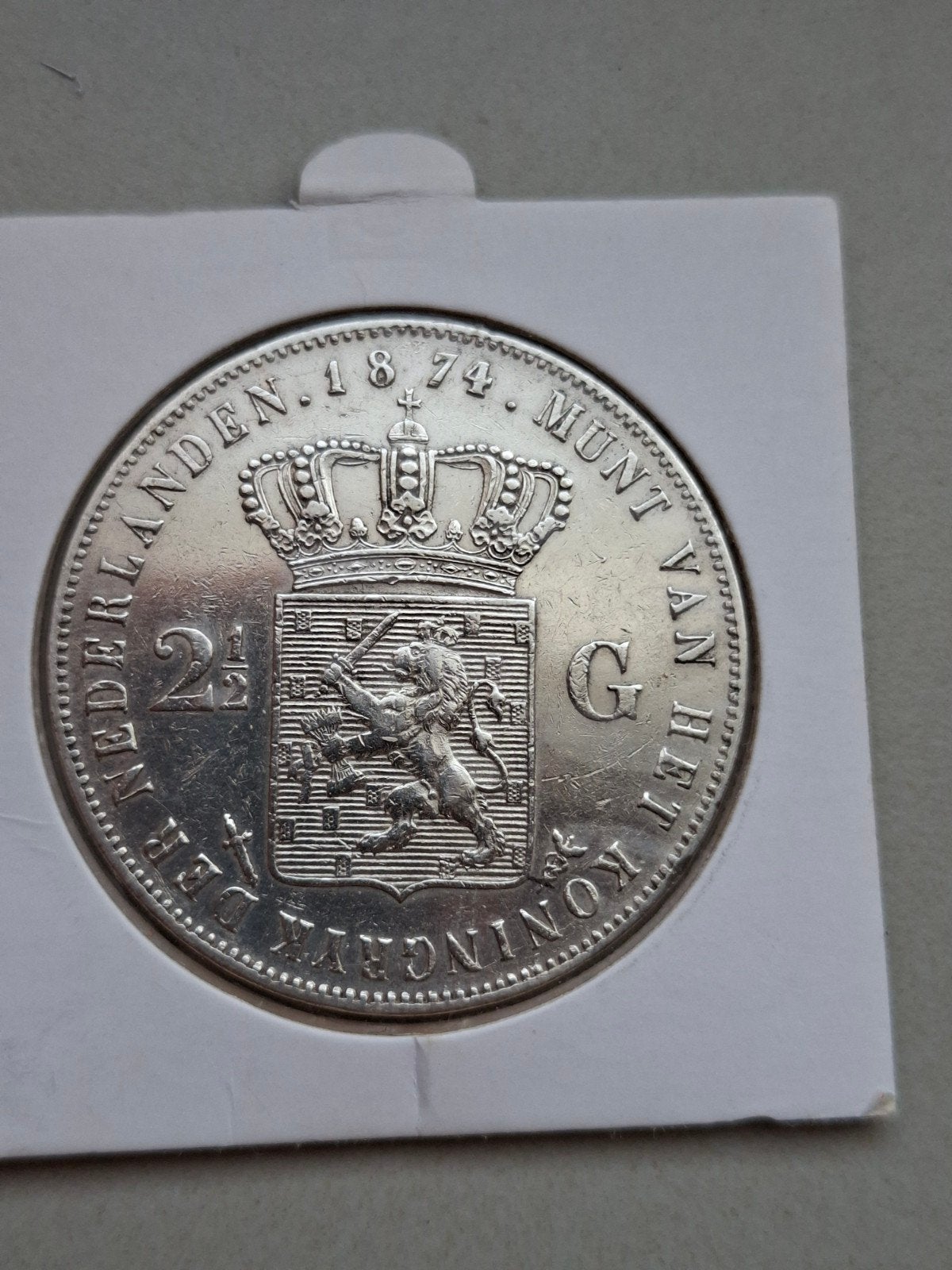 Rijksdaalder 1874 zwaard klaver willem 3 2,5 gulden, Postzegels en Munten, Koning Willem III, Zilver, Ophalen of Verzenden, Losse munt