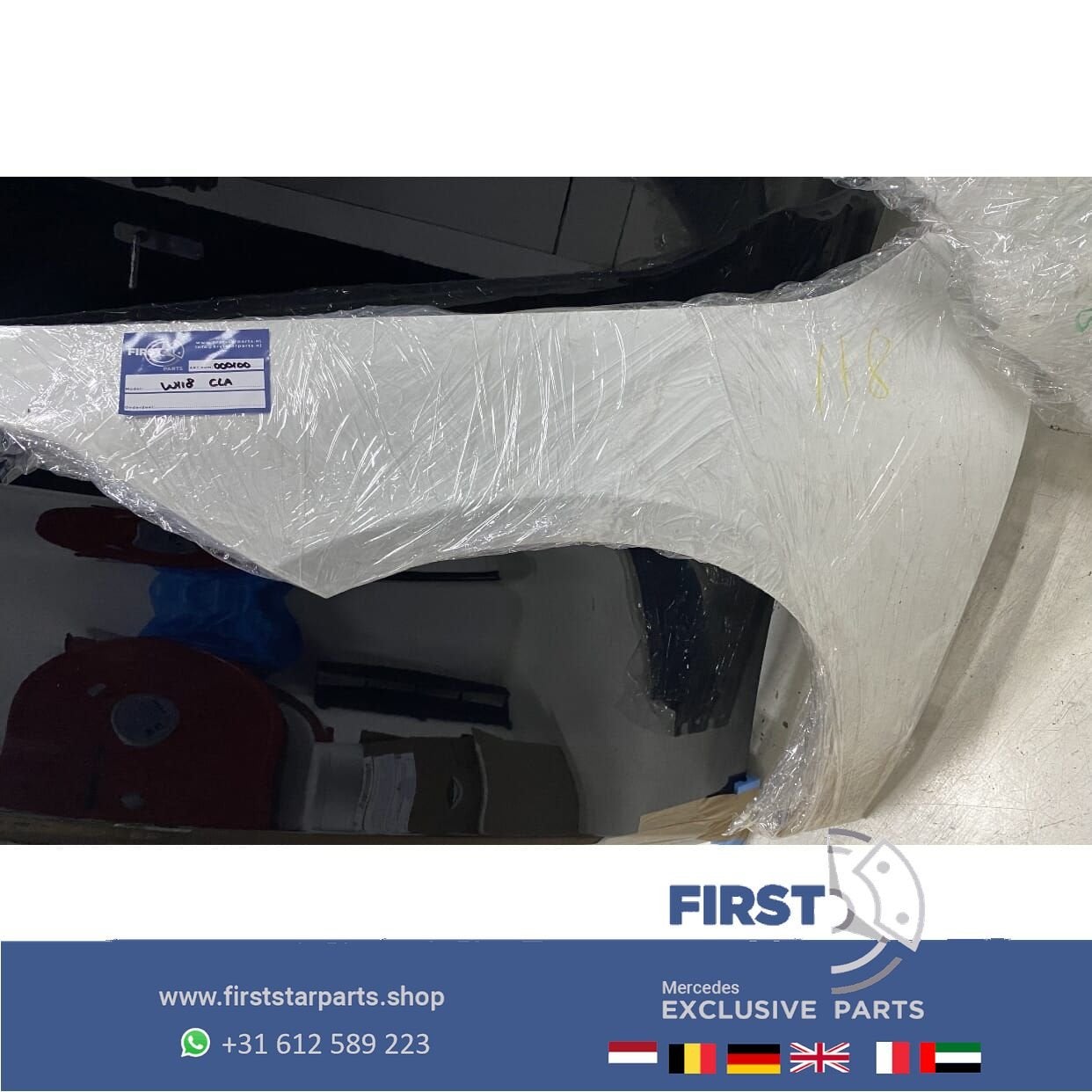 W118 X118 CLA ZIJSCHERM WIT LINKS Mercedes 2019-2022 ORIGINE, Gebruikt, -, Links, Ophalen of Verzenden