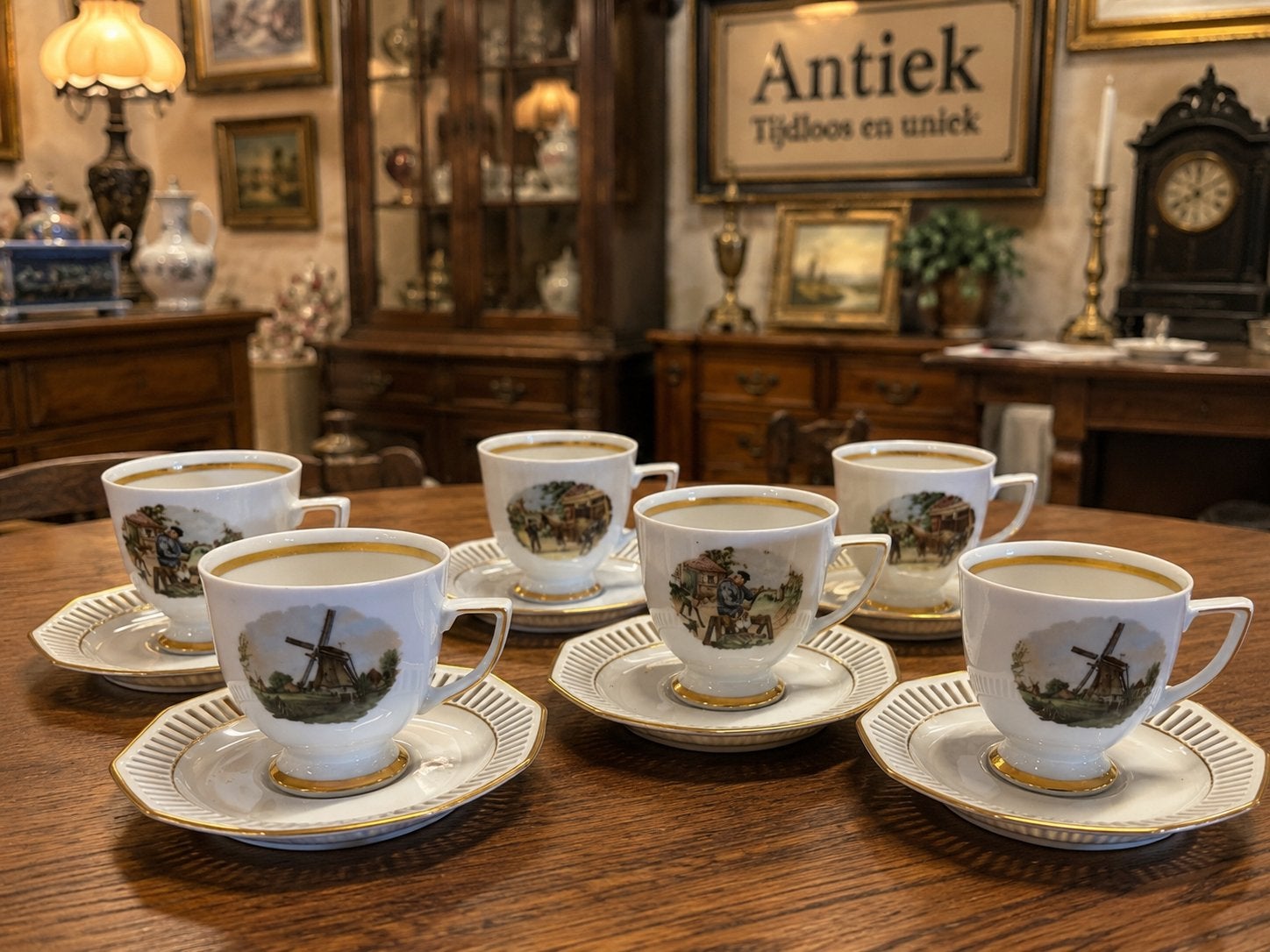 Royal Schwabap porselein 6 Vintage kop en schotels, Antiek en Kunst, Antiek | Servies compleet, Ophalen