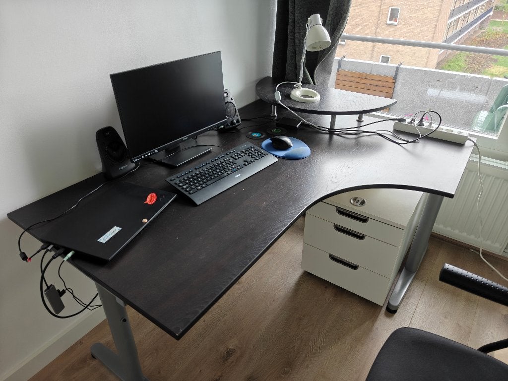 Hoekbureau met verstelbare poot - bruin (160x120/80), Ophalen, 160 cm, Gebruikt, 120 cm
