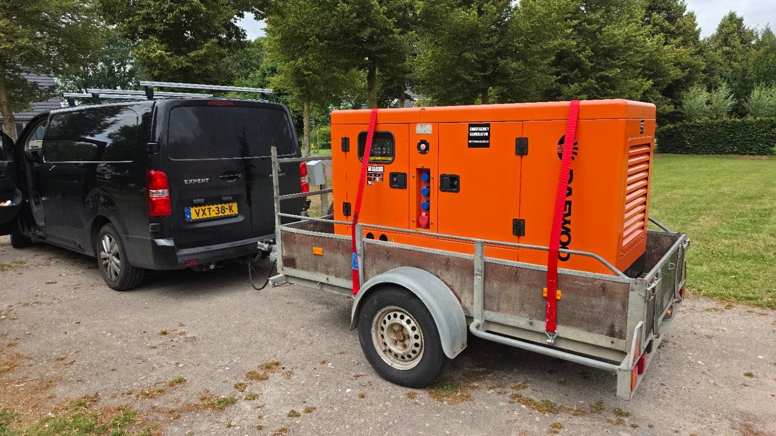 Daewoo 25 kVA aggregaat op aanhanger - Diesel, Geluidgedempt, Ophalen, Gebruikt, Dieselolie, Geluidgedempt