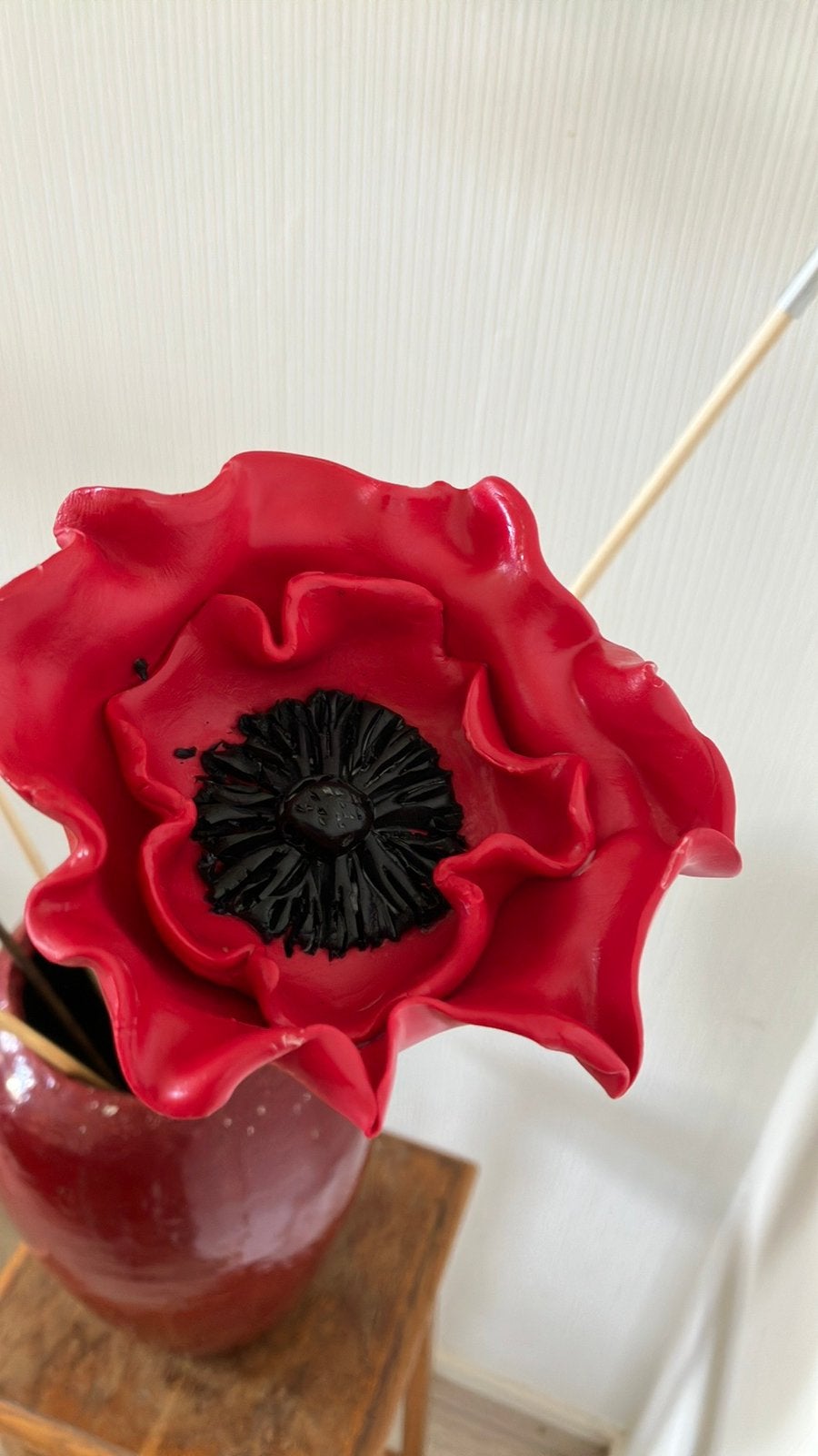 Tuinstekers, klaproos en vlinder, 70 cm, Kunstbloem, Nieuw, Ophalen of Verzenden