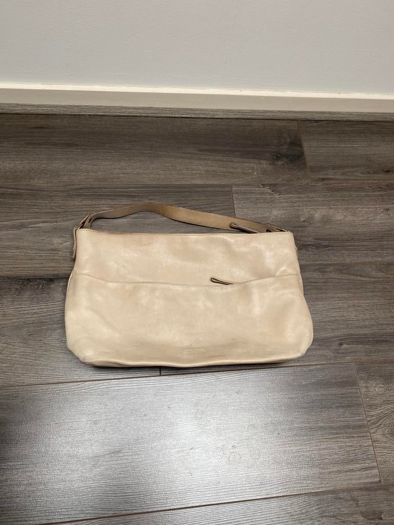 Beige leren Fred de la Bretonniere tas., Sieraden, Tassen en Uiterlijk, Tassen | Damestassen, Ophalen of Verzenden, Gebruikt, Beige
