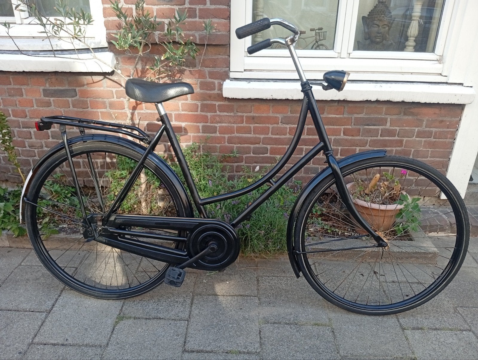 zwarte Omafiets terugtraprem  #0610058437#, Fietsen en Brommers, Ophalen, Terugtraprem, Gebruikt, Onbekend