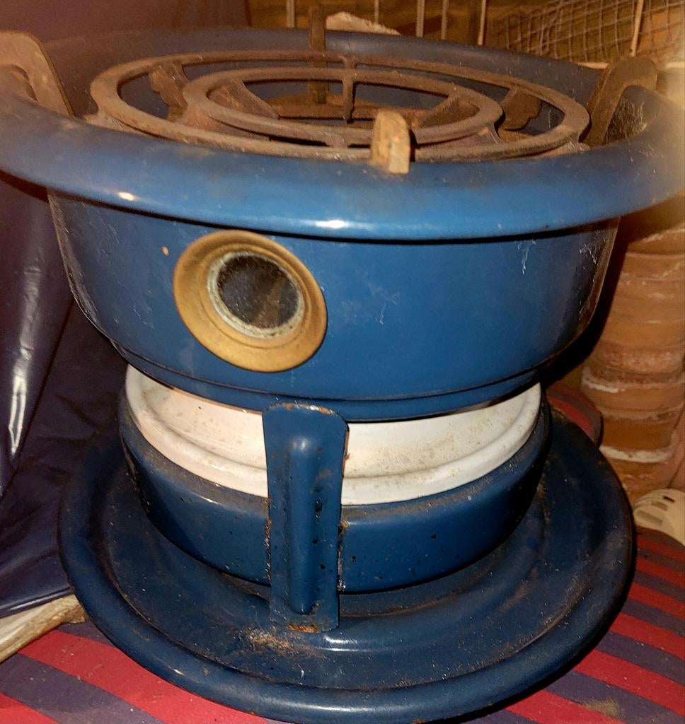 Bijzonder 3-pits petroleumstel, prachtige blauwe tint, Antiek en Kunst, Ophalen