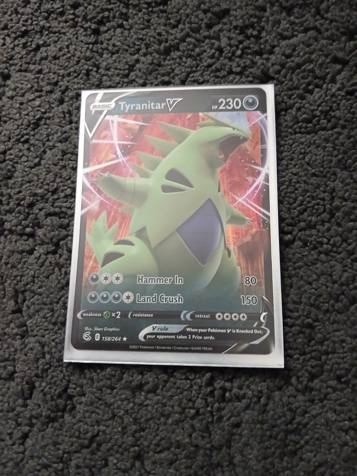 Pokémon Kaart Tyranitar V 158/264, Ophalen of Verzenden, Zo goed als nieuw, Losse kaart, Foil