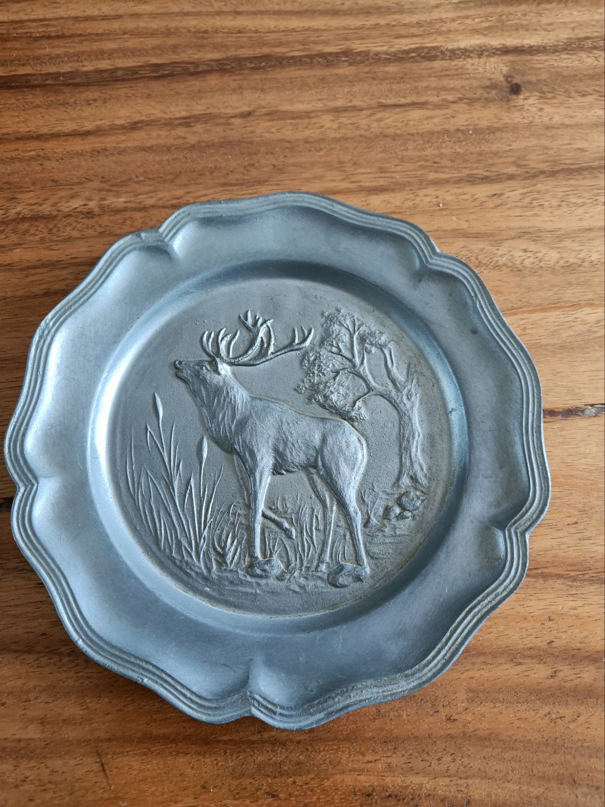 Vintage Tinnen Wandbord met Hert - Decoratief, Ophalen of Verzenden