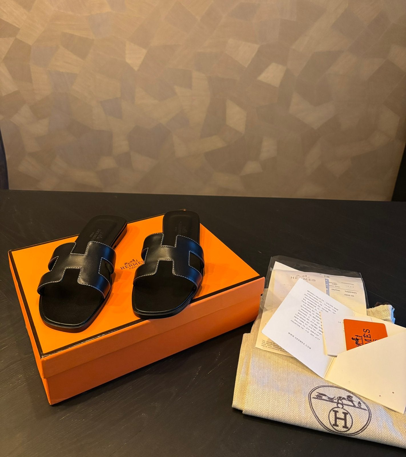 Hermes Oran Sandalen / Slippers – maat 37 – Nieuw, Verzenden, Zwart, Nieuw, Sandalen of Muiltjes