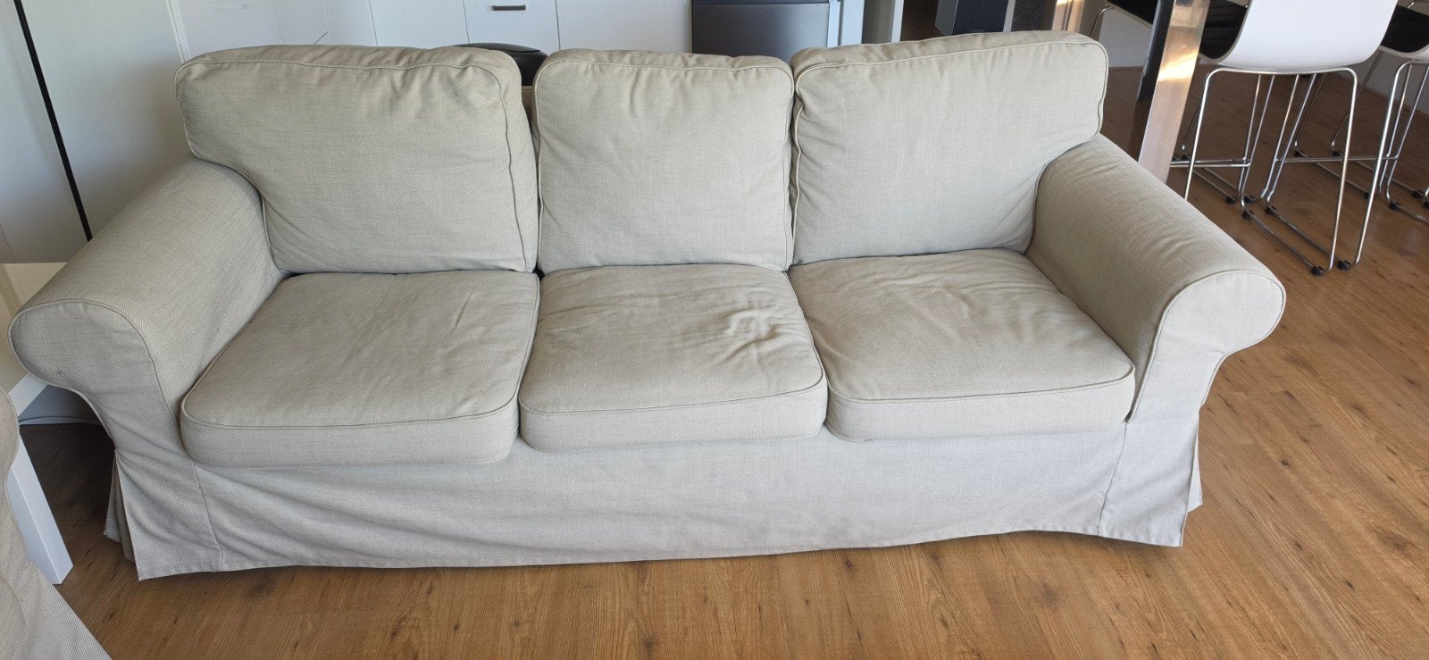 IKEA EKTORP 3-zitsbank, Tallmyra beige, Modern, Comfortabel, Driepersoons, 75 tot 100 cm, Ophalen of Verzenden