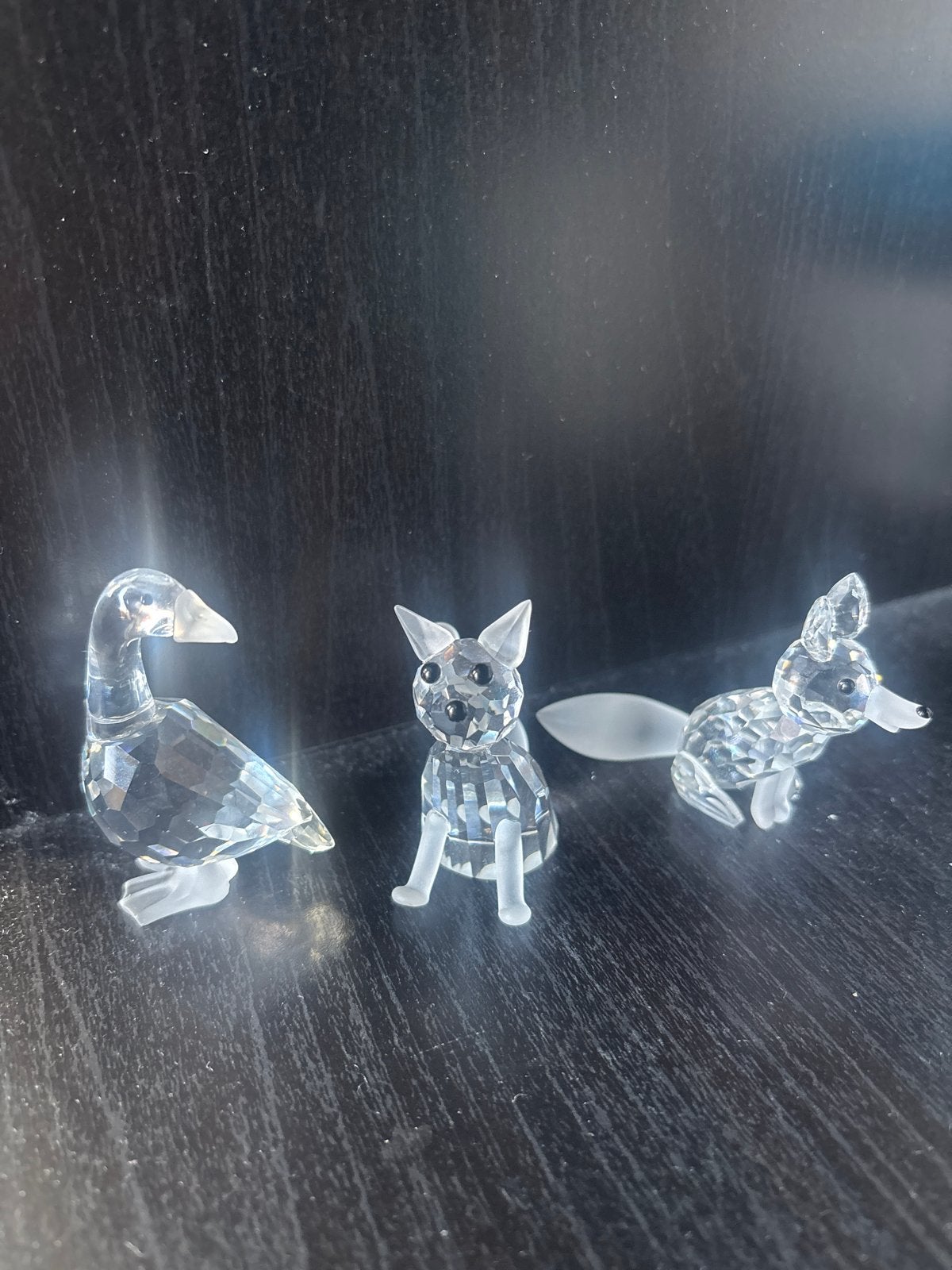 Swarovski kristallen beeldjes: gans, kat en vos, Ophalen of Verzenden, Zo goed als nieuw, Figuurtje